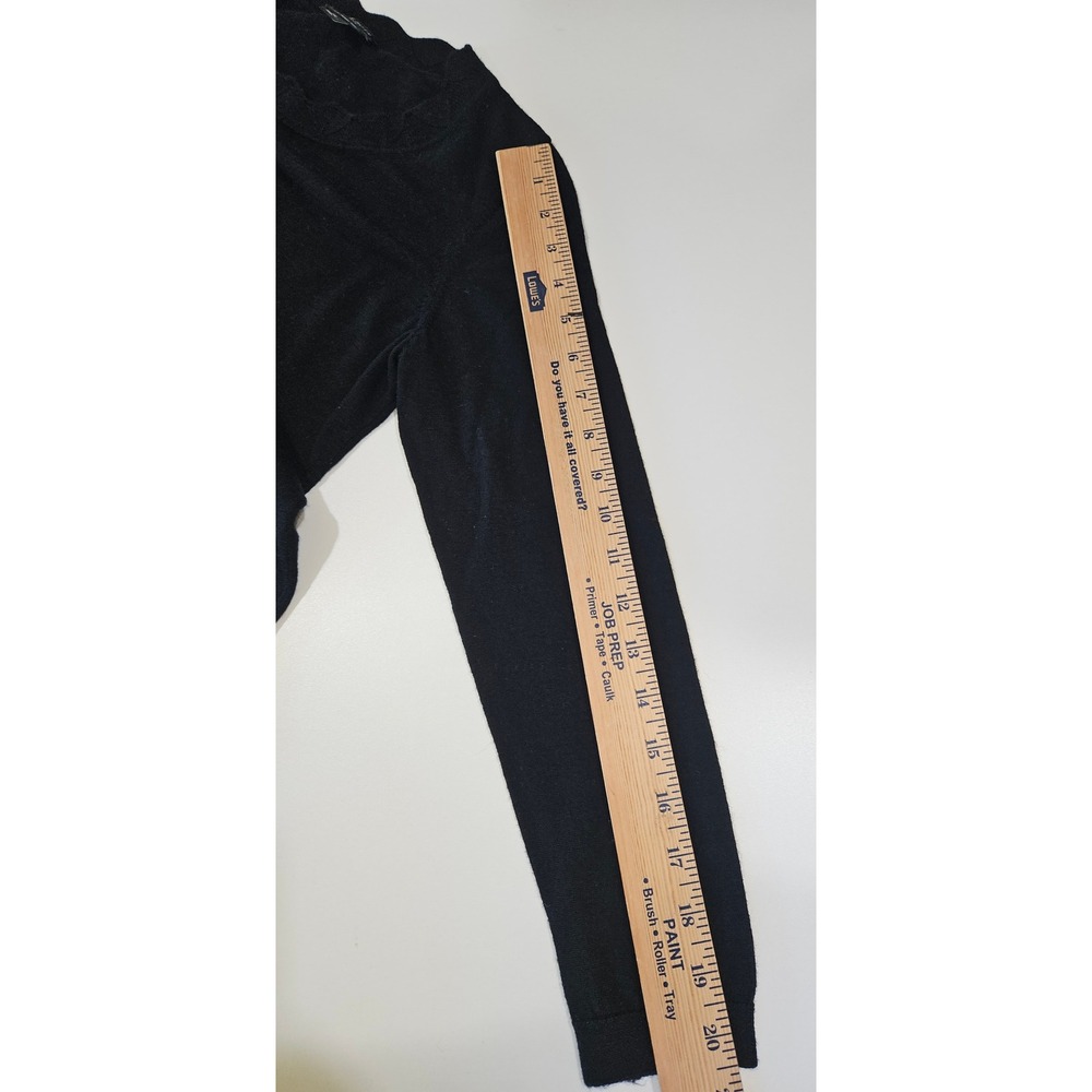 Talbots Pure Merino Wool Sweater Womens MP Black Scalloped Neck Fine Knit Luxe - Picture 6 of 6